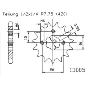 ESJOT Antriebsritzel Stahl 14 Zähne 420T 50-13005-14 Motorrad