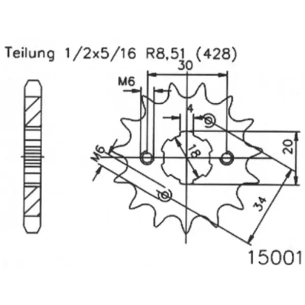 ESJOT Antriebsritzel Stahl 14 Zähne 428T 50-15001-14 Motorrad