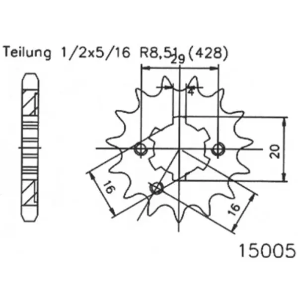 ESJOT Antriebsritzel Stahl 14 Zähne 428T 50-15005-14 Motorrad