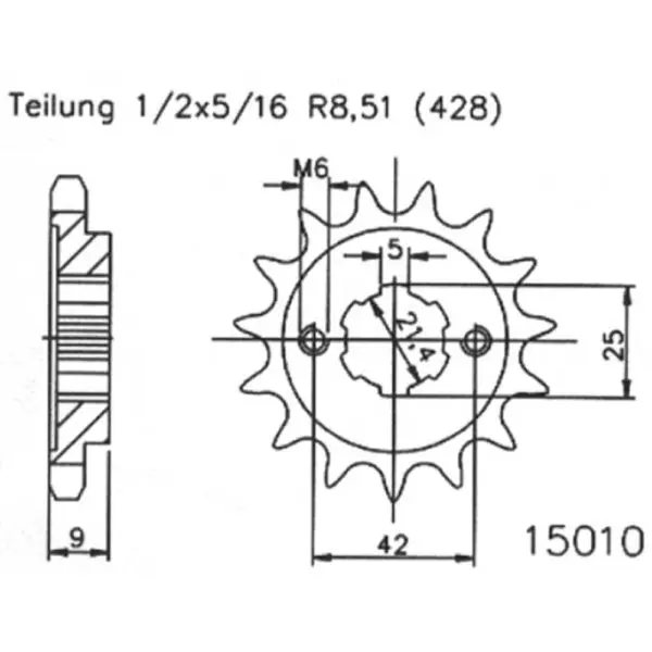ESJOT Antriebsritzel Stahl 19 Zähne 428T 50-15010-19 Motorrad