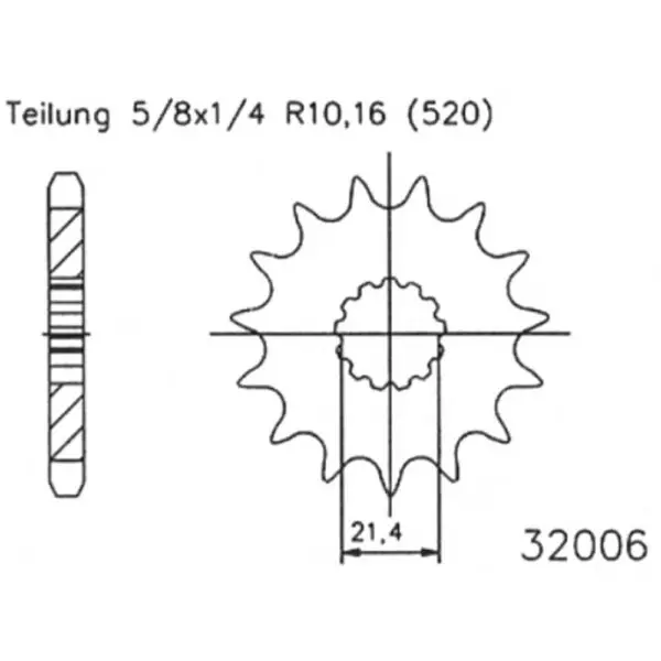 ESJOT Antriebsritzel Stahl 14 Zähne 520T 50-32006-14 Motorrad