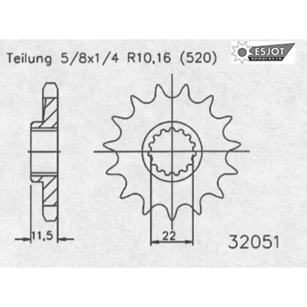 ESJOT Antriebsritzel Stahl 13 Zähne 520T 50-32051-13 Motorrad