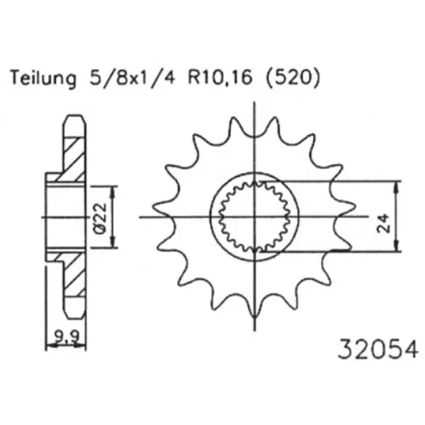 ESJOT Antriebsritzel Stahl 14 Zähne 520T 50-32054-14 Motorrad