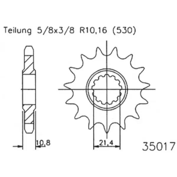 ESJOT Antriebsritzel Stahl 17 Zähne 530T 50-35017-17 Motorrad