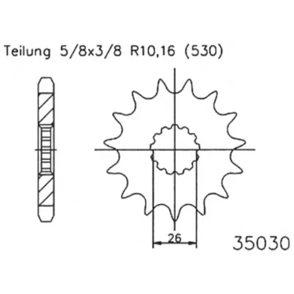 ESJOT Antriebsritzel Stahl 18 Zähne 530T 50-35030-18 Motorrad