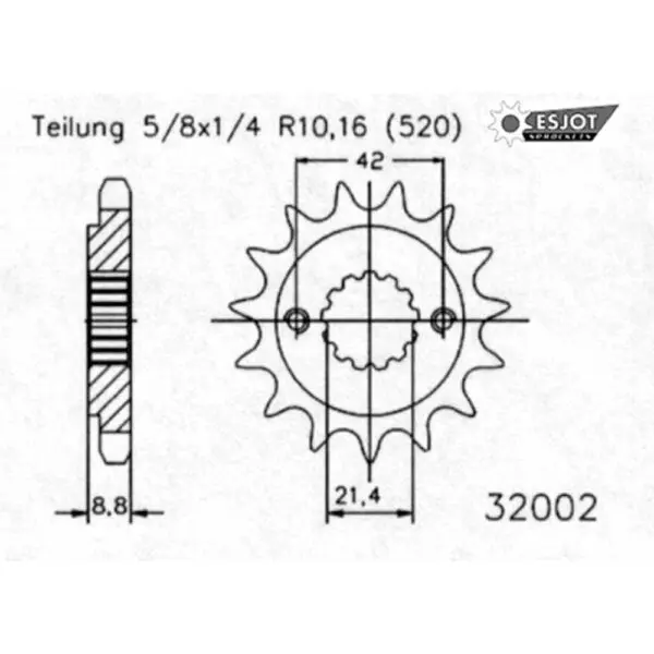 ESJOT Antriebsritzel Stahl 13 Zähne 520T 50-32002-13 Motorrad