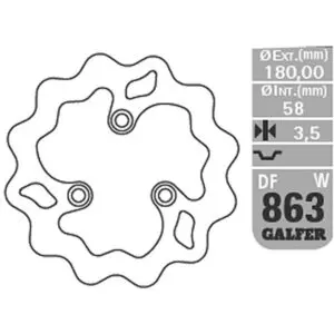 Galfer Wave Bremsscheibe DF863 DF863W starr KBA DF863W 8400160234871 Motorrad