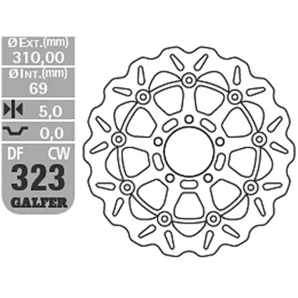 Galfer Wave Bremsscheibe DF323 DF323CW schwimmend vorn KBA DF323CW 8400160235328