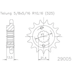 Esjot Antriebsritzel 29005 Ritzel gummiert 15Z. 525 50-29005-15P OE 50-29005-15P