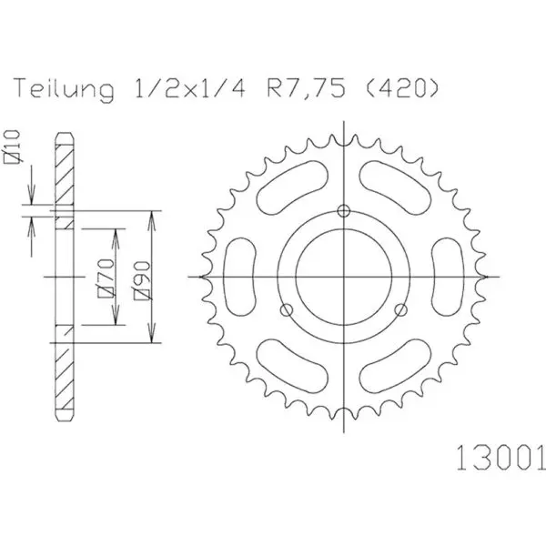 Esjot Kettenrad 13001 Stahl 38Z. 420 50-13001-38 OE 50-13001-38 0649964381529