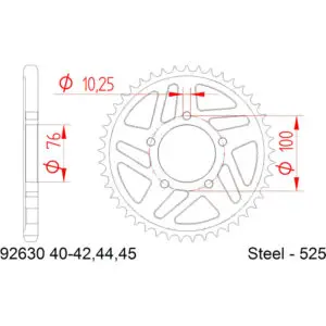 Afam Kettenrad 92630 525 Stahl 44 Zähne