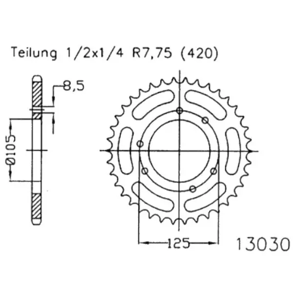 Esjot Kettenrad 13030 Stahl 62Z. 420 50-13030-62 OE 50-13030-62 0649964380843