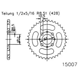 Esjot Kettenrad 15007 Stahl 42Z. 428 50-15007-42 OE 50-15007-42 0649964380409
