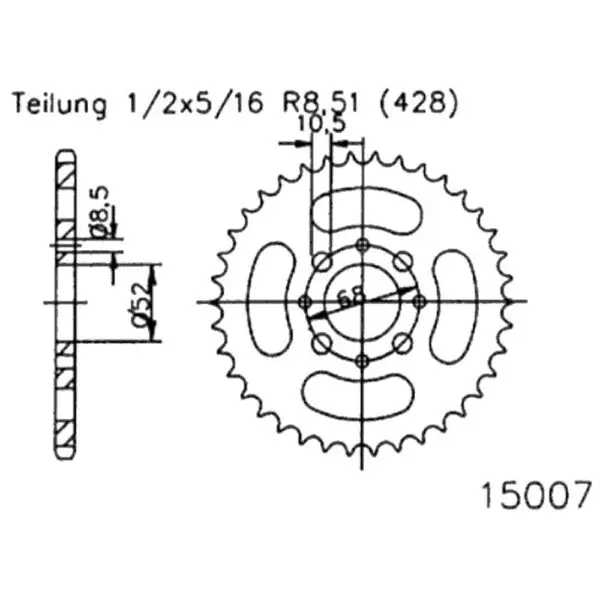 Esjot Kettenrad 15007 Stahl 42Z. 428 50-15007-42 OE 50-15007-42 0649964380409