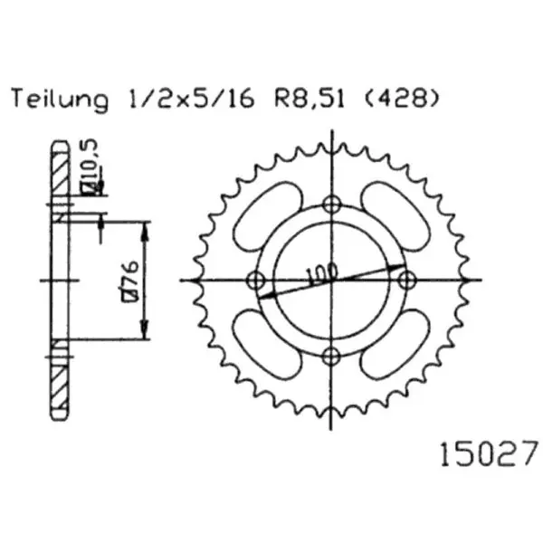 Esjot Kettenrad 15027 Stahl 56Z. 428 50-15027-56 OE 50-15027-56 0649964380096