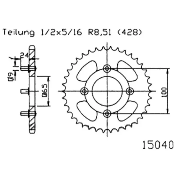 Esjot Kettenrad 15040 Stahl 41Z. 428 50-15040-41 OE 50-15040-41 0649964379915