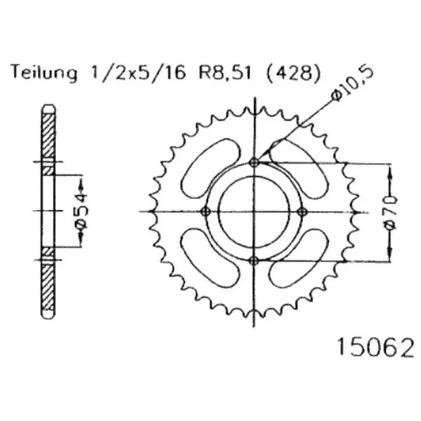 Esjot Kettenrad 15062 Stahl 42Z. 428 50-15062-42 OE 50-15062-42 0649964379687