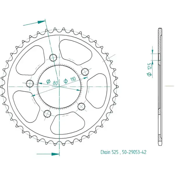 Esjot Kettenrad 29053 525 42Z. passend zu Honda CRF 1000 50-29053-42