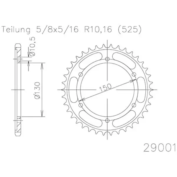 Esjot Kettenrad 29001 Stahl 46Z. 525 50-29001-46 OE 50-29001-46 0649964379397