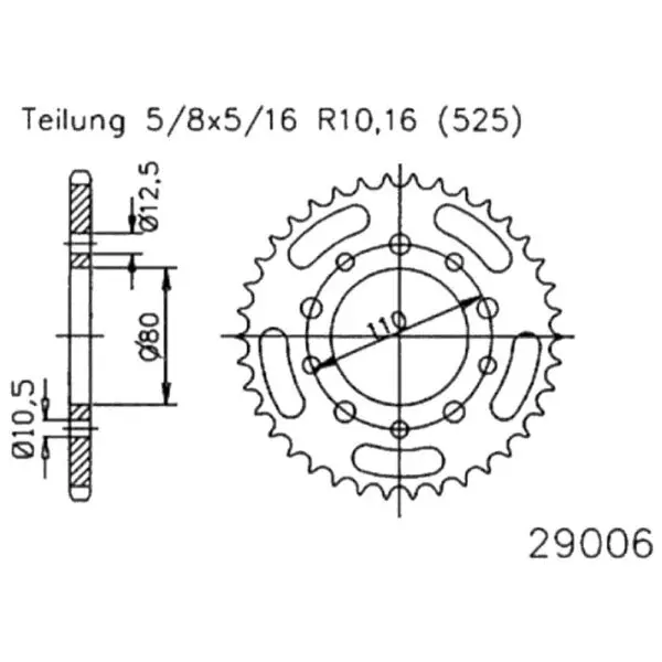 Esjot Kettenrad 29006 Stahl 45Z. 525 50-29006-45 OE 50-29006-45 0649964379335