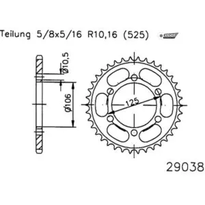 Esjot Kettenrad 29038 Stahl 50Z. 525 50-29038-50 OE 50-29038-50 0649964374385