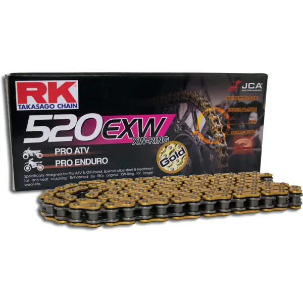 RK Kette GB520EXW - ATV 5/8x1/4 XWRing 116 Glieder Clipschloss gold grau