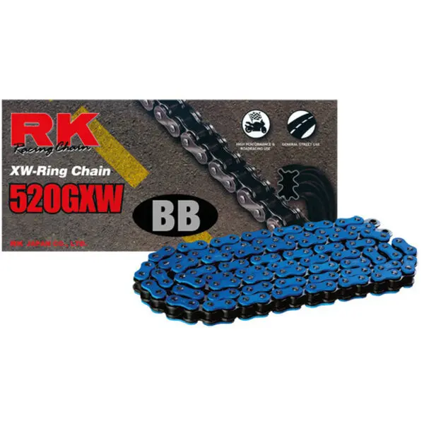 RK Kette 520GXW Farbig 118 Glieder Nietschloss f. Gas Gas EC blau