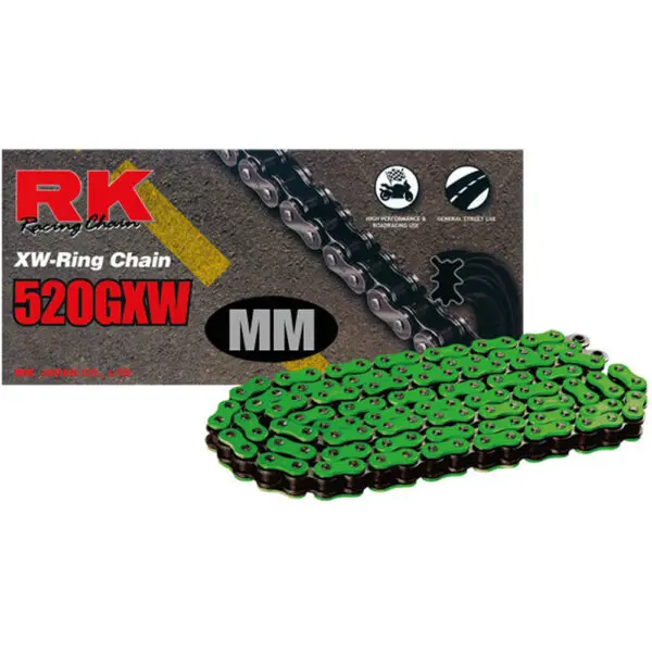 RK Kette 520GXW Farbig 110 Glieder Nietschloss f. Aprilia ETX 125 grün