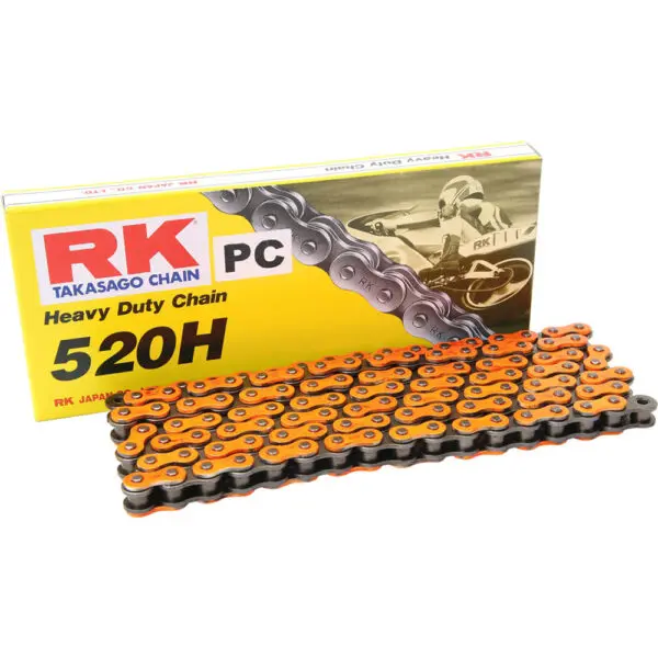 RK Kette 520H 5/8 x 1/4 114 Glieder Clipschloss passend zu KTM SX 125 orange