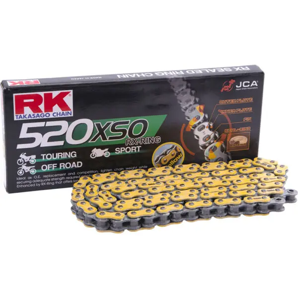 RK Kette 520XSO 5/8 x 1/4 116 Glieder Nietschloss grau gelb