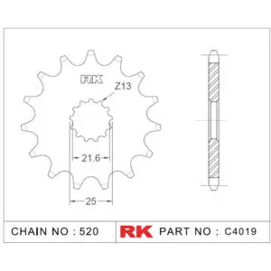 RK Antriebsritzel 4019 520 14Z. f. Aprilia RS 250 9555387613493