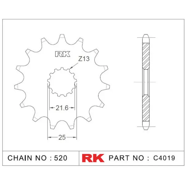 RK Antriebsritzel 4019 520 15Z. f. Kawasaki ER-6F 650 9555387613516