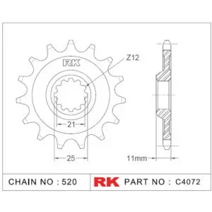 RK Antriebsritzel 4072 520 12Z. f. Husqv. TC 250 9555387613868