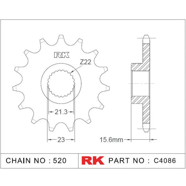 RK Antriebsritzel 4086 520 16Z. 9555387613974