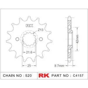 RK Antriebsritzel 4157 520 16Z. f. Kawasaki EN 500 9555387614261