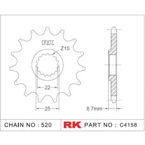 RK Antriebsritzel 4158 520 14Z. f. Beta RR 250 9555387614322