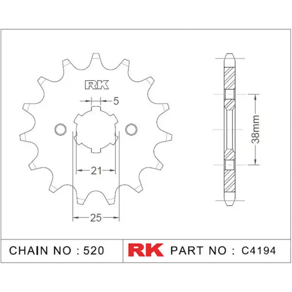 RK Antriebsritzel 4194 520 13Z. f. Sachs Roadster 125 9555387614728