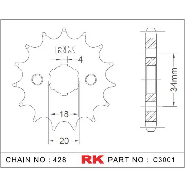RK Antriebsritzel 3001 428 15Z. f. Daelim VL 125 9555387612236