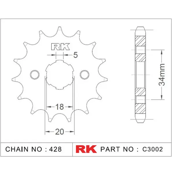 RK Antriebsritzel 3002 428 16Z. f. Kymco Zing 125 9555387612281