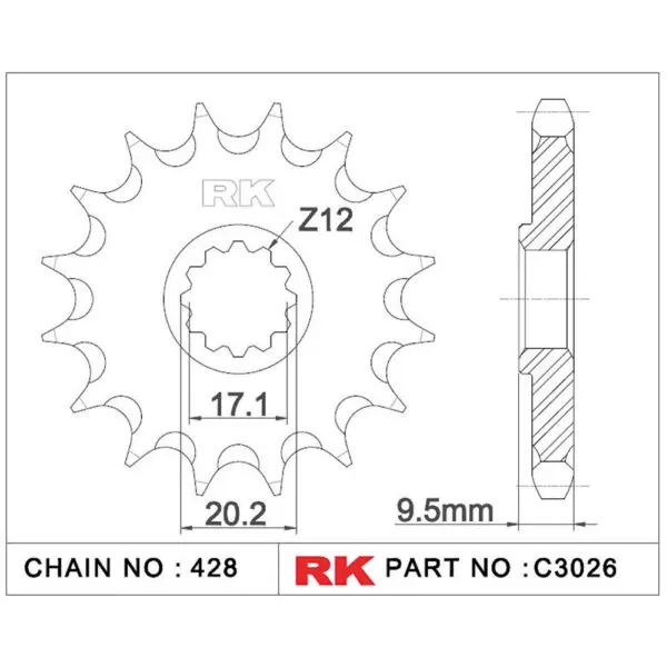 RK Antriebsritzel 3026 428 13Z. 9555387612410
