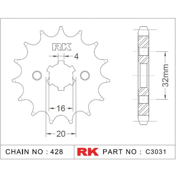 RK Antriebsritzel 3031 428 15Z. f. Beta RR 125 9555387612564