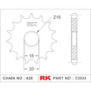 RK Antriebsritzel 3033 428 15Z. f. Kreidler Dice 125 9555387612595