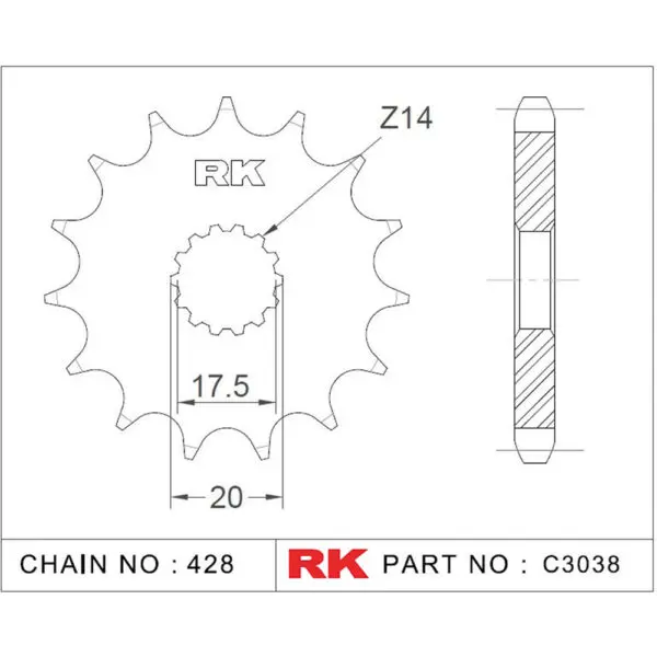 RK Antriebsritzel 3038 428 15Z. 9555387612625