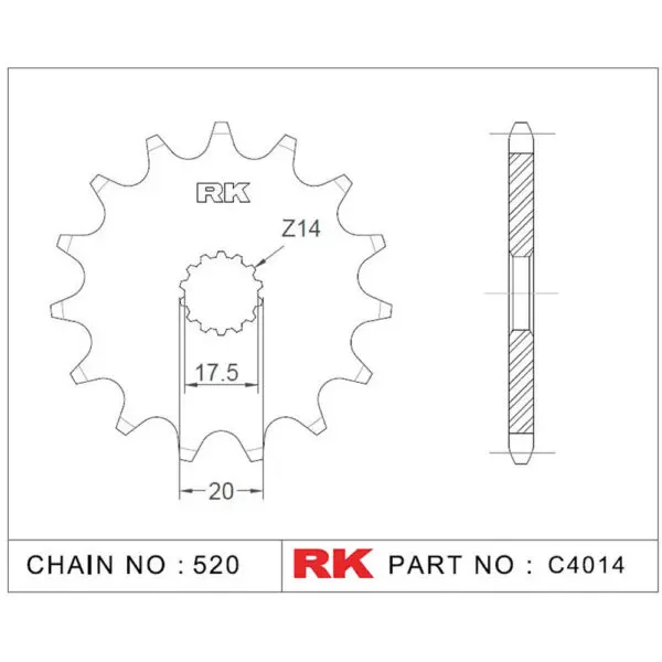 RK Antriebsritzel 4014 520 12Z. f. Yamaha WR 200 9555387613233
