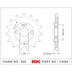 RK Antriebsritzel 4068 520 13Z. passend zu Honda CA 125 9555387613820