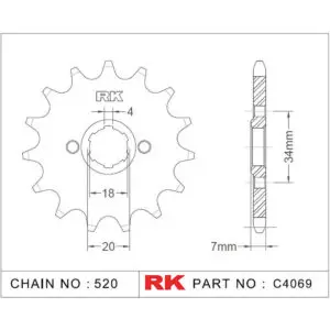 RK Antriebsritzel 4069 520 14Z. passend zu Honda MBX 125 9555387613851