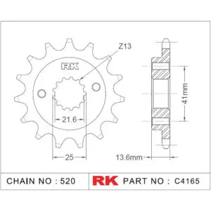RK Antriebsritzel 4165 520 15Z. f. Kawasaki ZX-6R 636 9555387614452