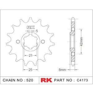 RK Antriebsritzel 4173 520 14Z. f. Yamaha TT 350 9555387614544