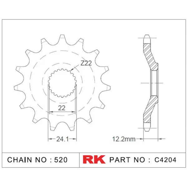 RK Antriebsritzel 4204 520 15Z. f. Aprilia Tuareg 600 9555387614896