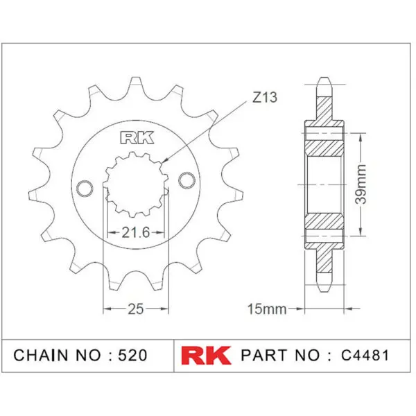 RK Antriebsritzel 4481 520 14Z. f. Kymco KXR 250 9555387615992